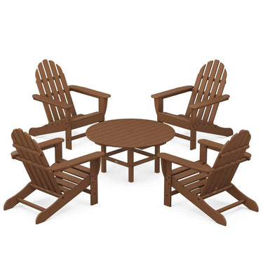 POLYWOOD Classic Adirondack 5-Piece Conversation Set - Teak